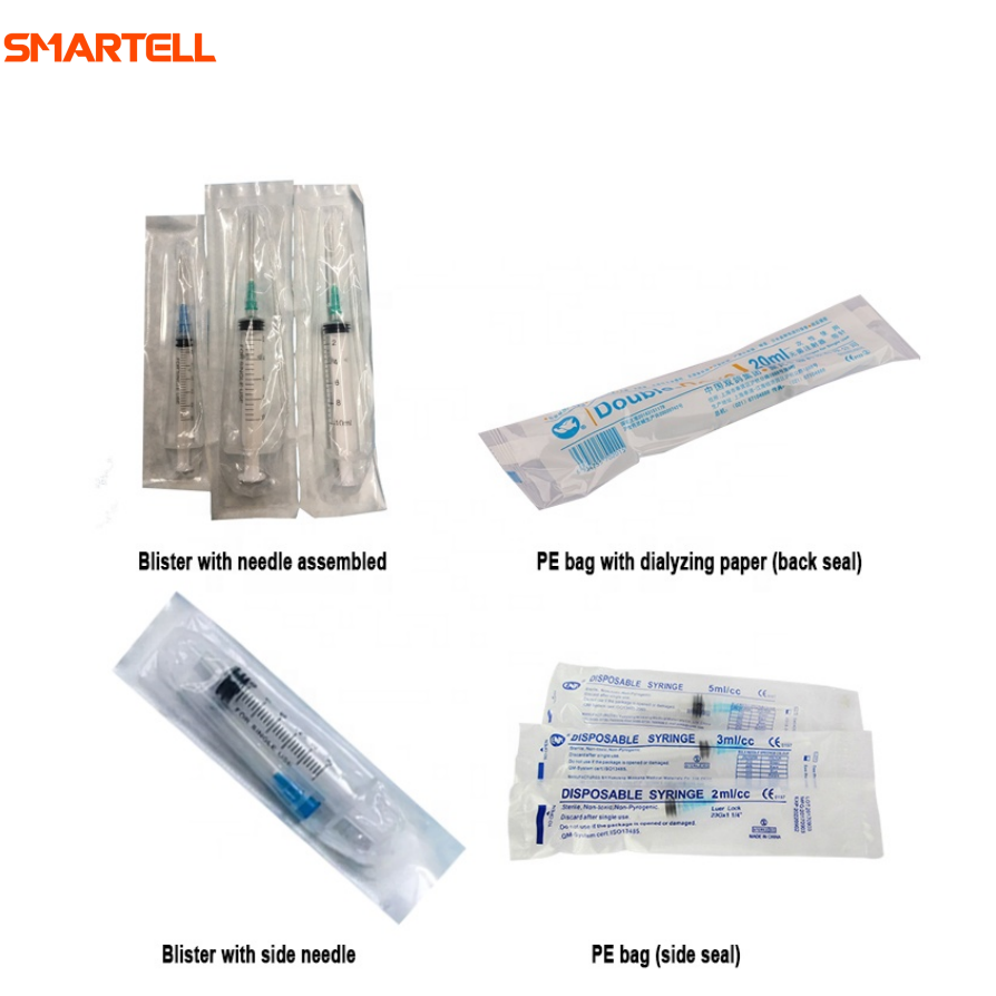 SMARTELL ribbon packing machine PE bag packing machine for disposable syringe auto disable syringe safety syringe